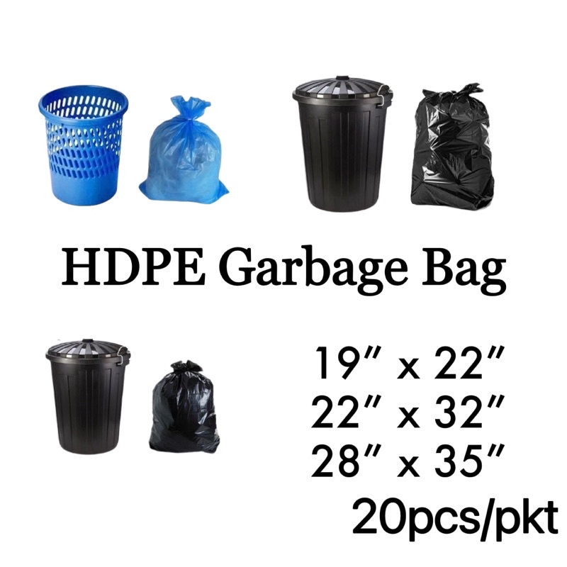 PLASTIK SAMPAH S/M/L 20pcs / HDPE Beg Sampah / Garbage Bag Black Blue ...