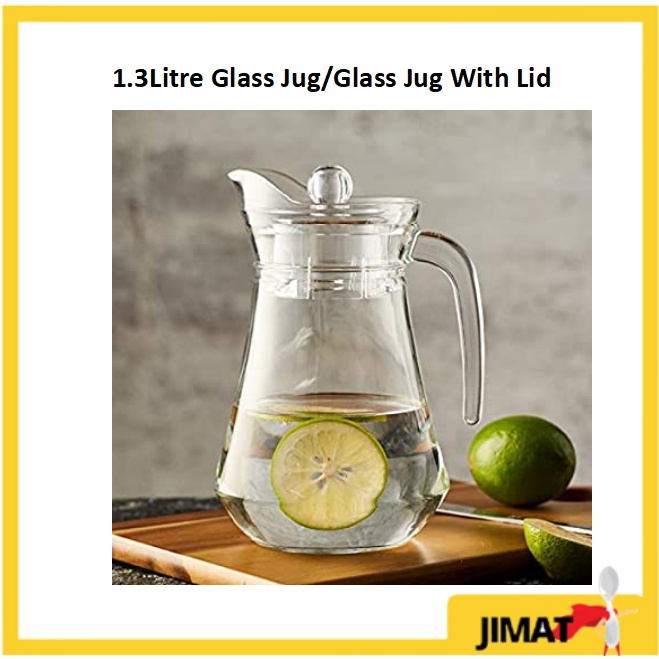 1.3 Litre Glass Jug Transparent Drinking Glass Serving Jug With Lid