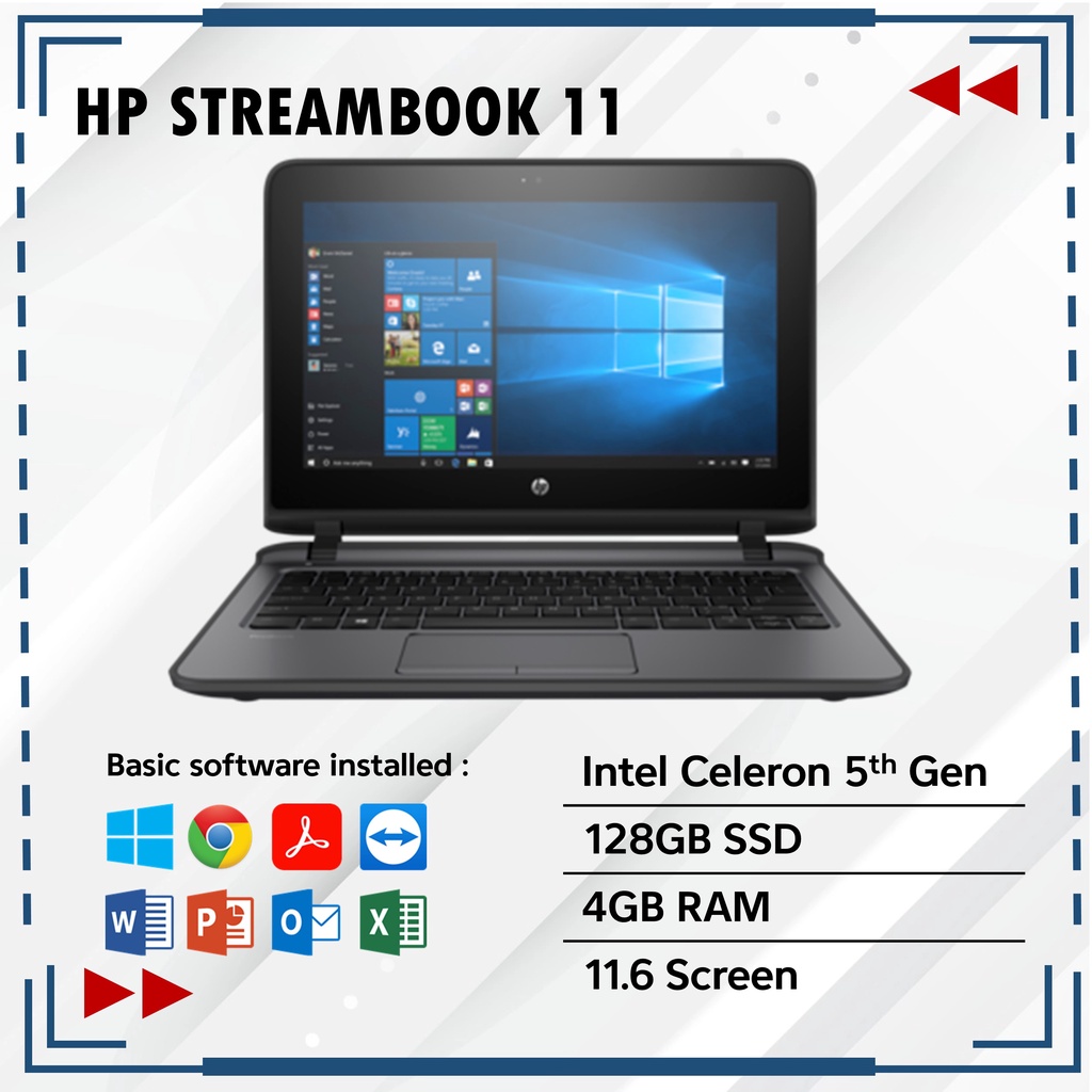 Laptop HP Streambook 11 Intel Celeron 5th Gen 128GB SSD 4GB RAM 11.6 ...