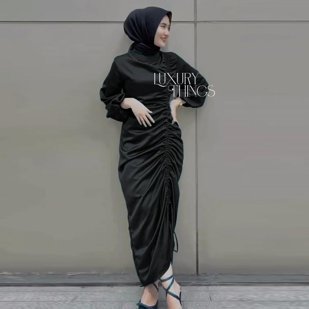 Pure Malay Satin With Fancy Sleeves With Digital Print With Elastic Palazzo Dress
