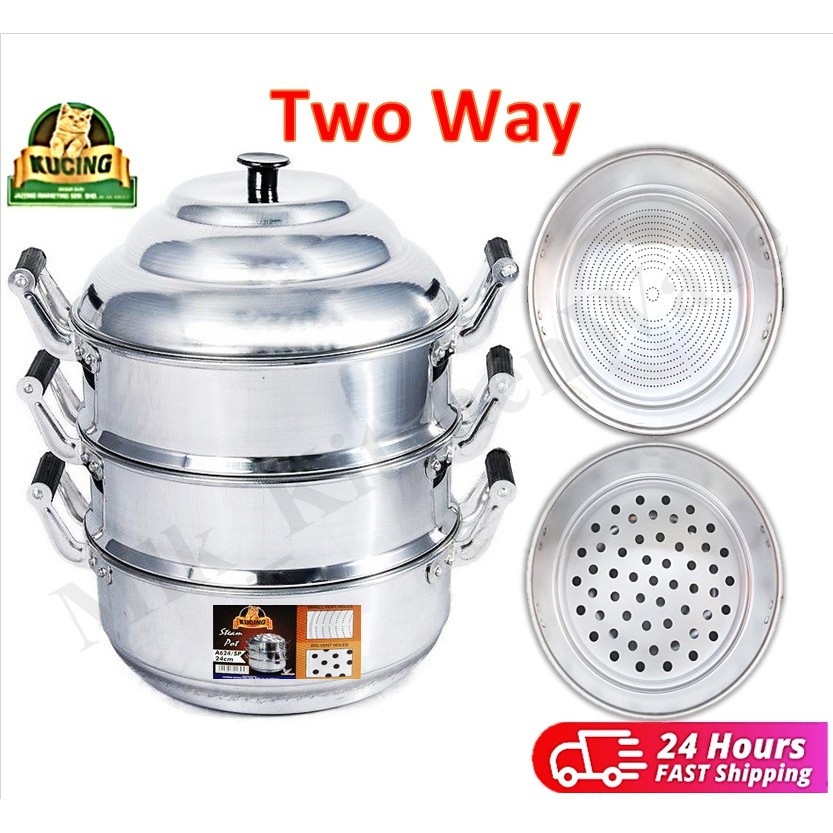 MLK Aluminium Steam Pot Steamer Cap Kucing Periuk Kukus Berkualiti Size ...