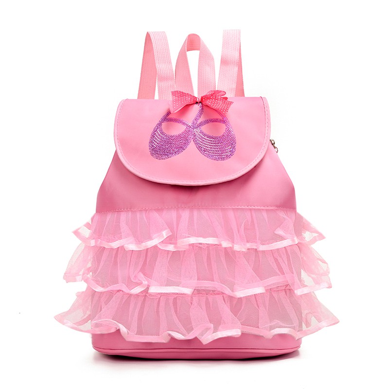 Girls Pink Dance Backpack Ballerina Dancing Princess Lace Bags Kids