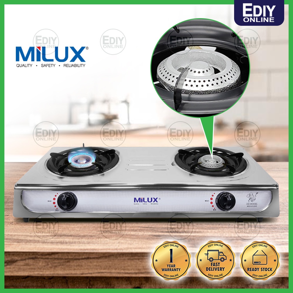 NEW】 MILUX YS-2020B DOUBLE BURNER GAS COOKER STOVE STAINLESS