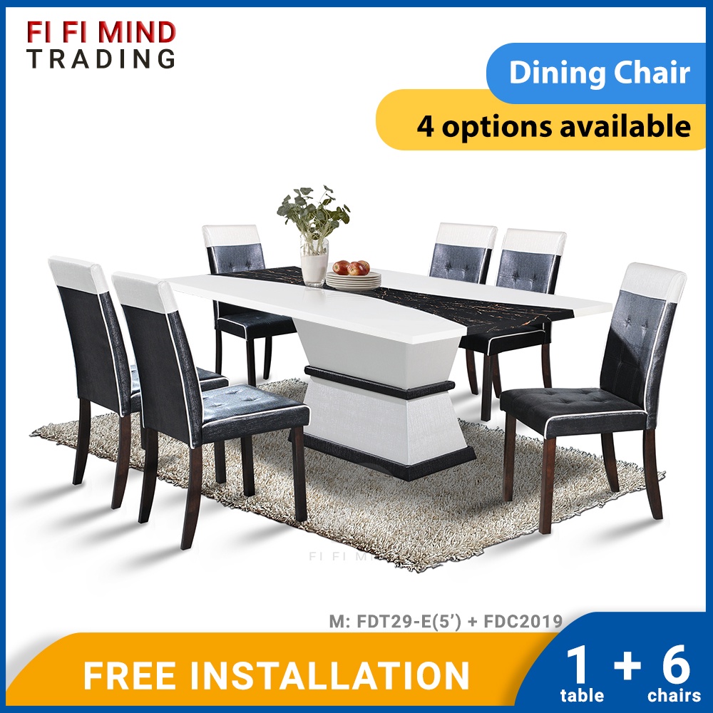 Cossi Marble Dining Set/ Marble Dining Table Set/ Meja Makan 6 Kerusi ...