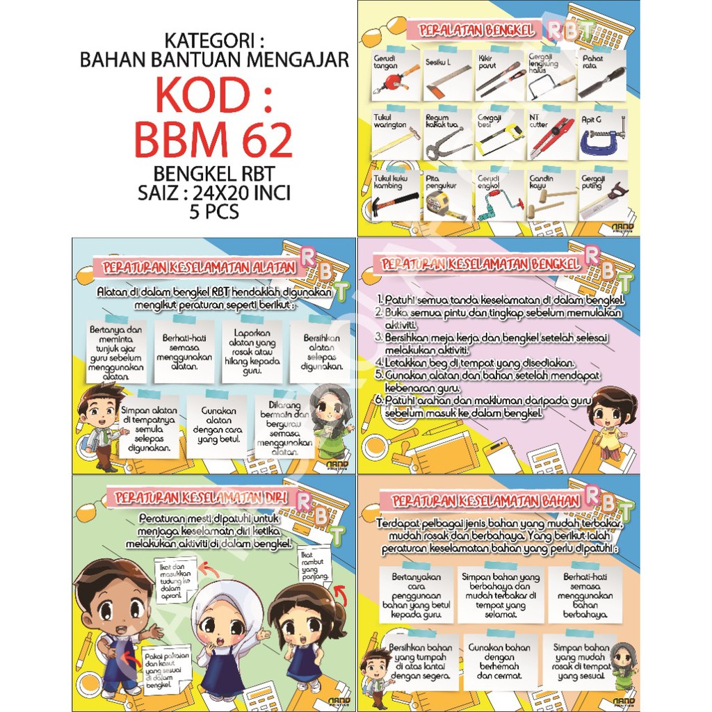 🏃1 DAYSHIP🏃 Poster Sudut RBT - Peraturan dan Keselamatan Carta JIMAT ...