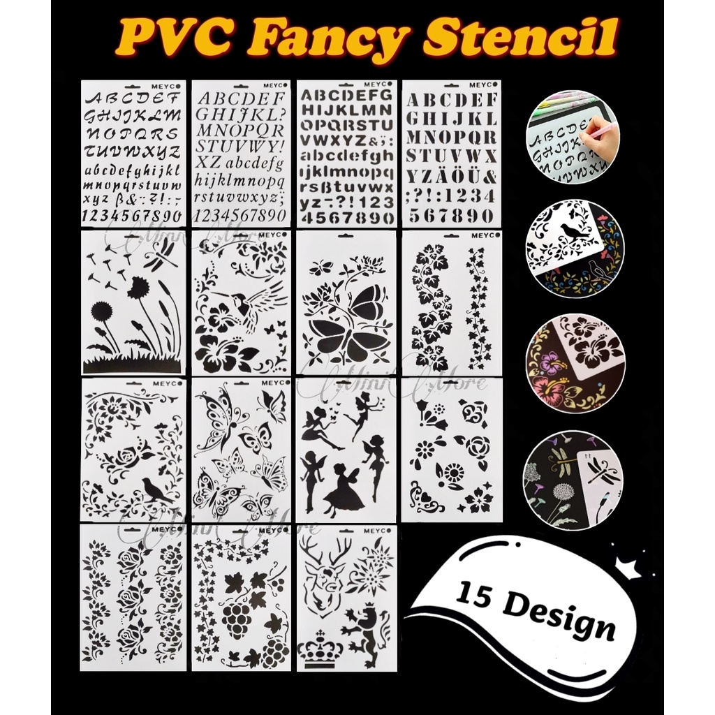(MiniMore) PVC Painting Stencils Templates Pattern Journal Graffiti ...