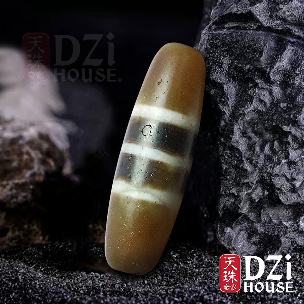 Striped Dzi Bead 三线天珠(UD1102A) 【Dzi House 天珠奇家】 Antique