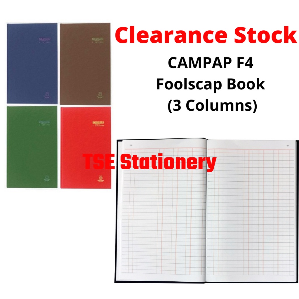 **Clearance CAMPAP F4 300pgs Hard Cover 3 Columns Foolscap Book Buku ...