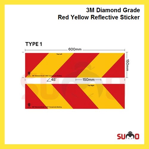 3m Sirim Certified Diamond Grade Conspicuity Marking Red Yellow