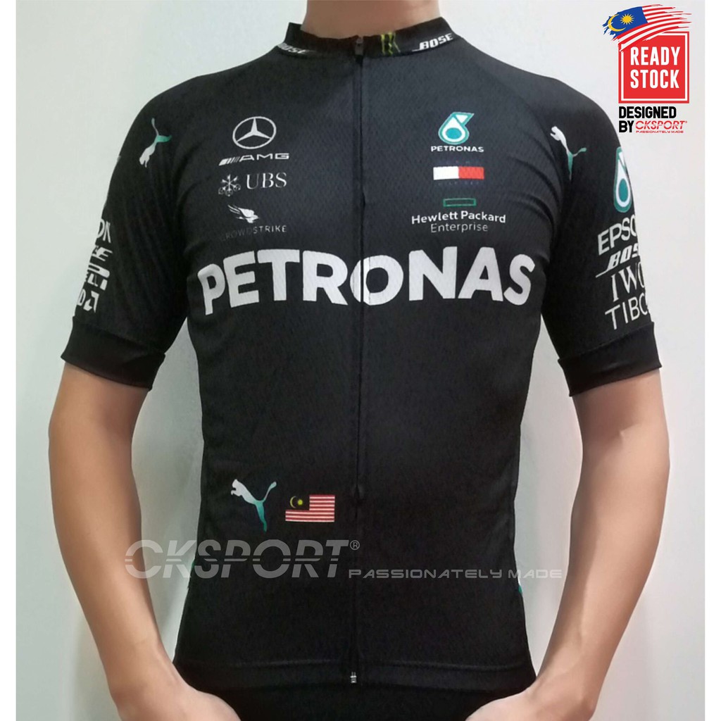 F1 team black short sleeve cycling jersey with cool tech polyester fabric READY STOCK Shopee Malaysia