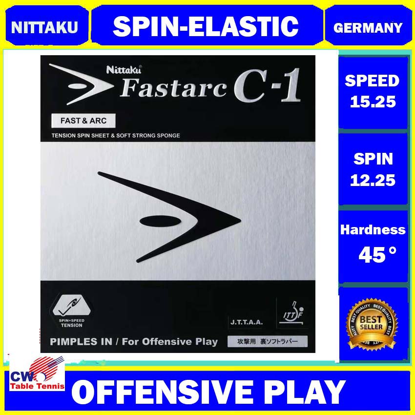 NITTAKU Fastarc C-1 Spin-Elastic Inverted Table Tennis Rubber Getah ...