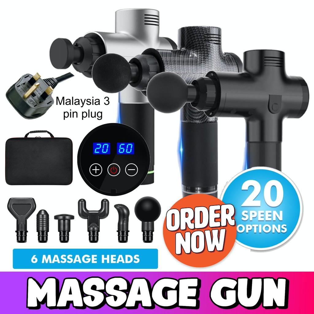 New 20 Speed 6head Lcd Portable Muscle Massage Gun Percussive High