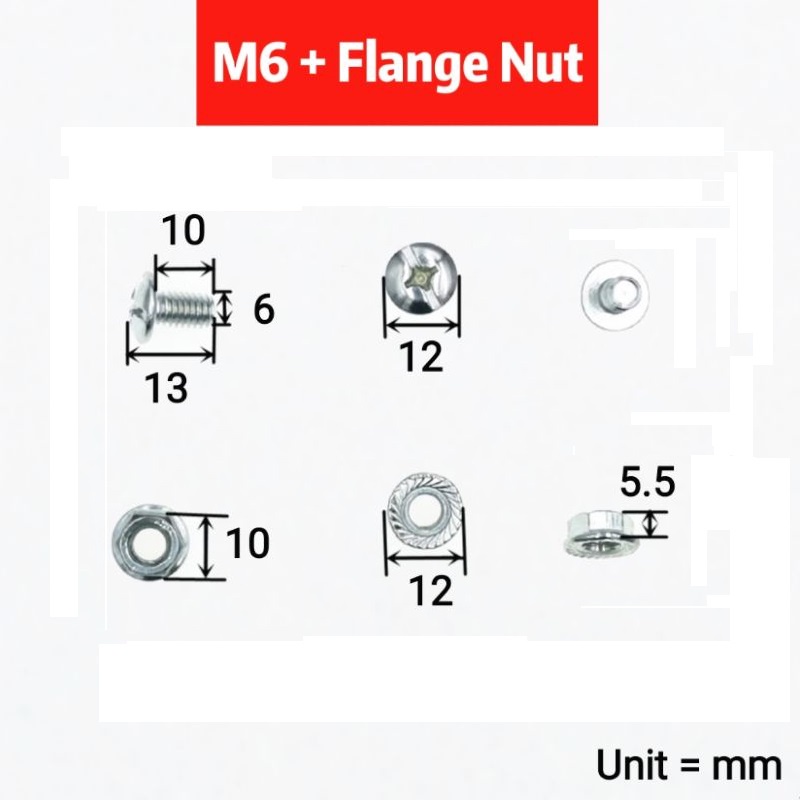 Bolt and Nut Slotted Angle Bar M8 x 16mm / Skru Besi Rak / Rack Shelf