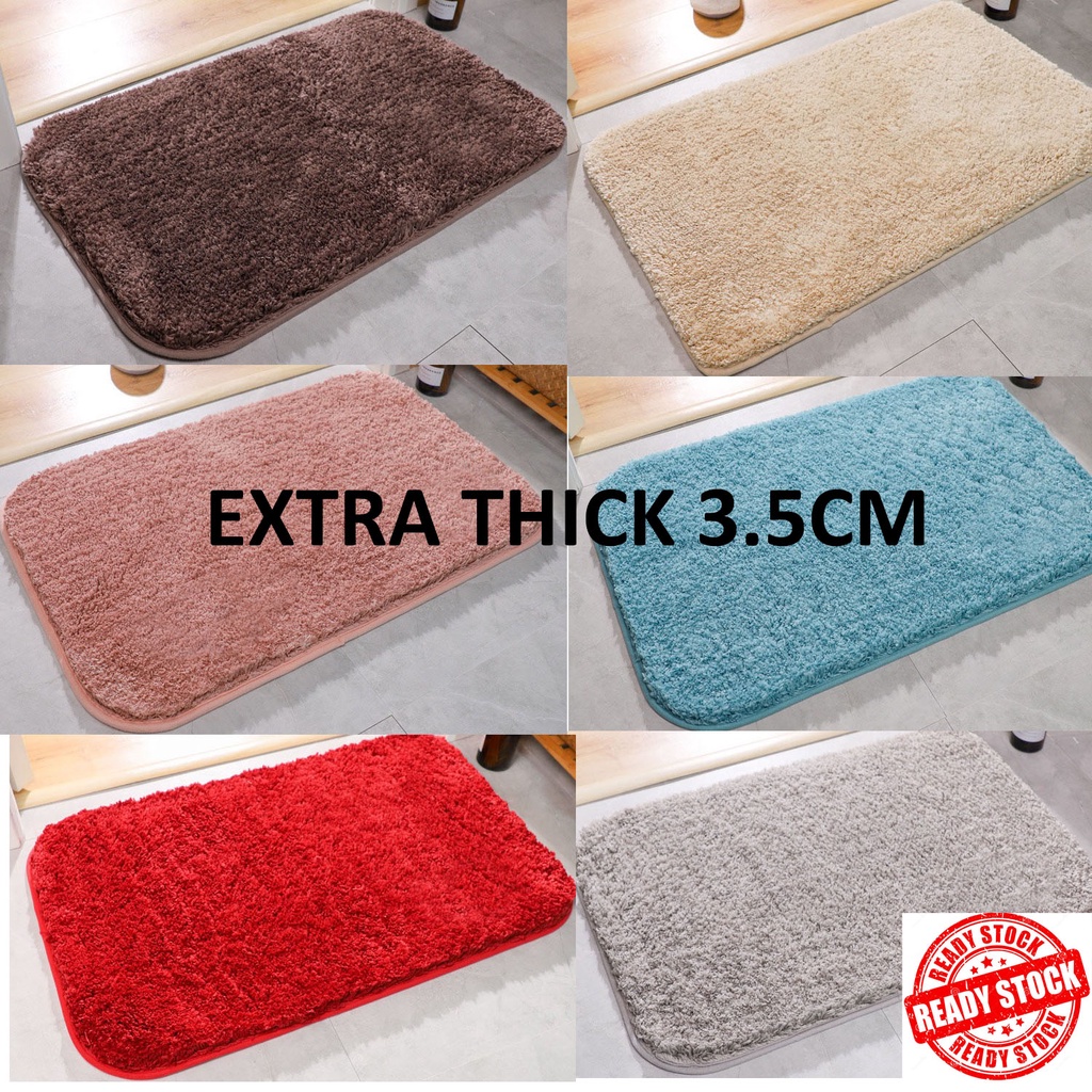 Thick Plush Floor Mat 40cm(L) x 60cm(W) Anti Slip Absorbs Water Carpet