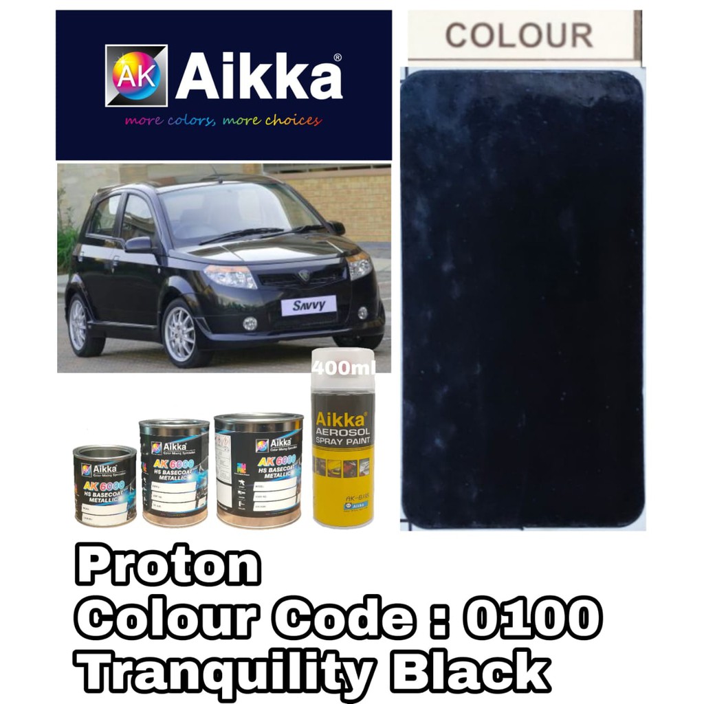 AIKKA AUTOMOTIVE PAINT/PROTON SAVVY A0100** CRYSTAL/TRANQUILITY BLACK ...
