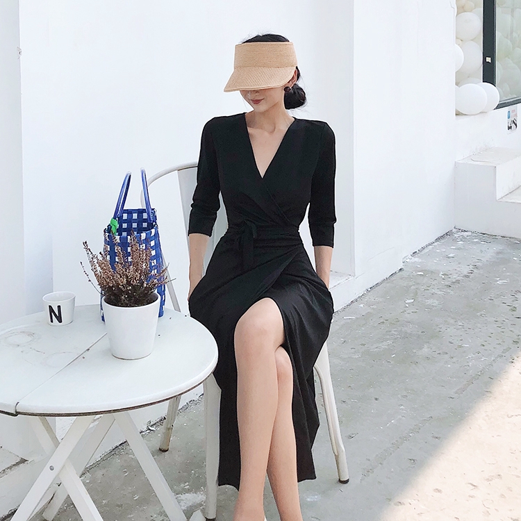 Korea Women Night Club Party Wrap Dresses V-neck Bohemian Beach Sexy ...