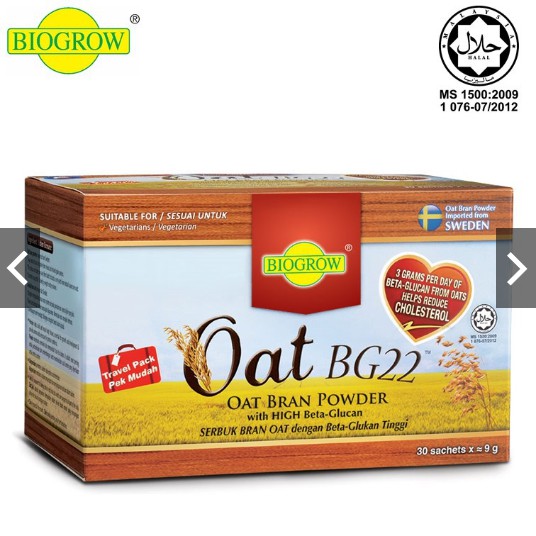 Biogrow Oat BG22 Oat Bran Powder Travel Pack 30's x 9gm | Shopee Malaysia