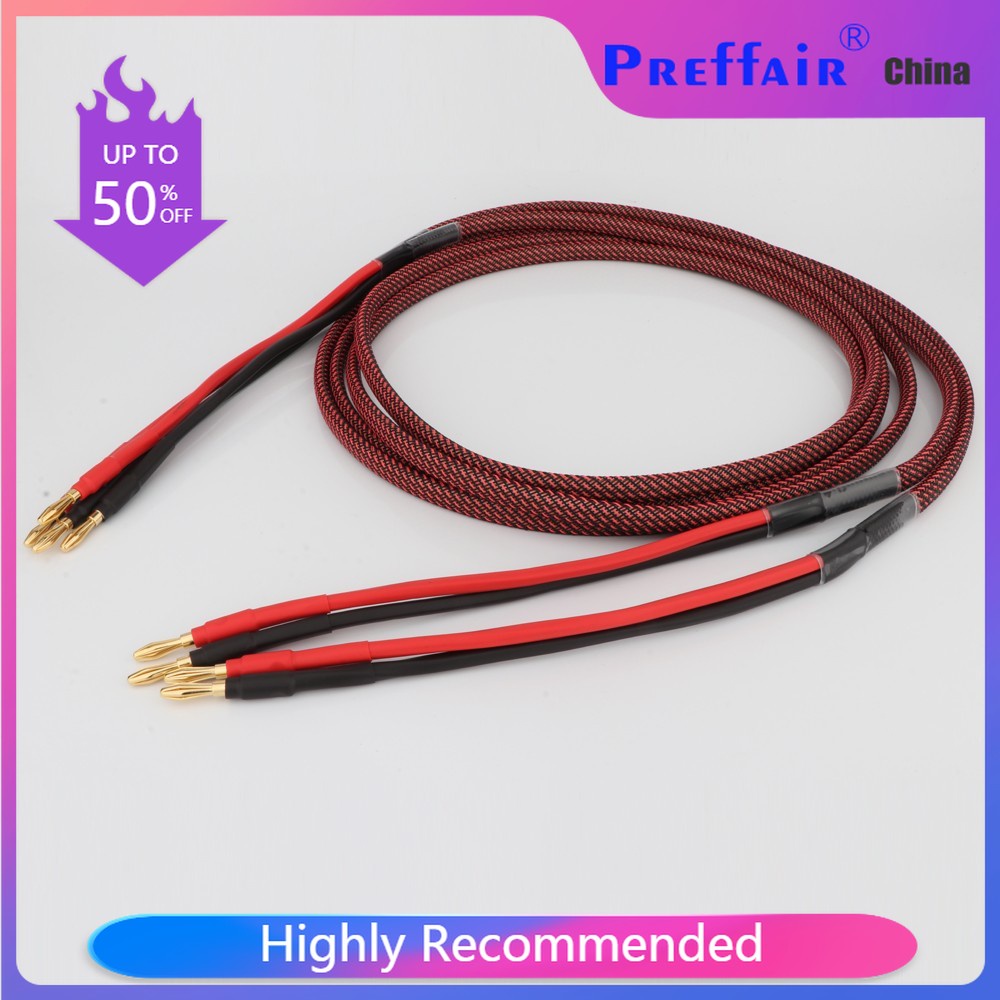 Pair Pure copper loudspeaker cable HIFI Banana plug to Banana plug