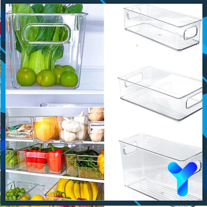 YB Fridge Storage Bins, Clear Plastic Stackable Organizer Containers
