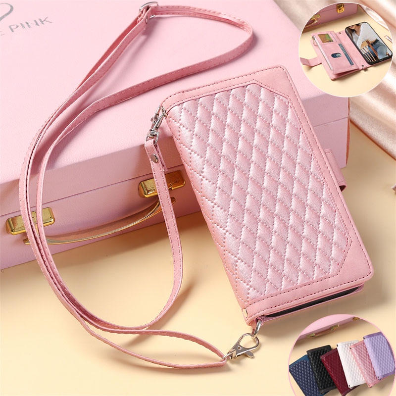Small Fragrant Bag Casing For iPhone 6S Plus SE2 SE3 13 Pro Max Mini  Cute Flip Leather Case Long Hand Rope Zipper Wallet Multiple Card Slots