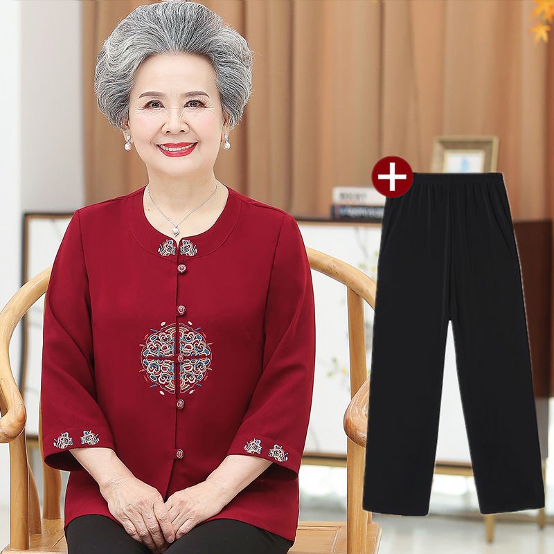 Middle aged and old people's summer clothes grandma suit motmiddleaged