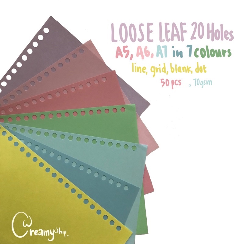 Loose leaf color 20 holes 20 hole color binder paper filling | Shopee ...