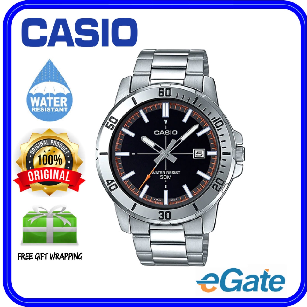 Orologio Casio Uomo MTP-VD01D-1E2V - Sportivo Analogico Acciaio Quadrante Nero 43mm 50m