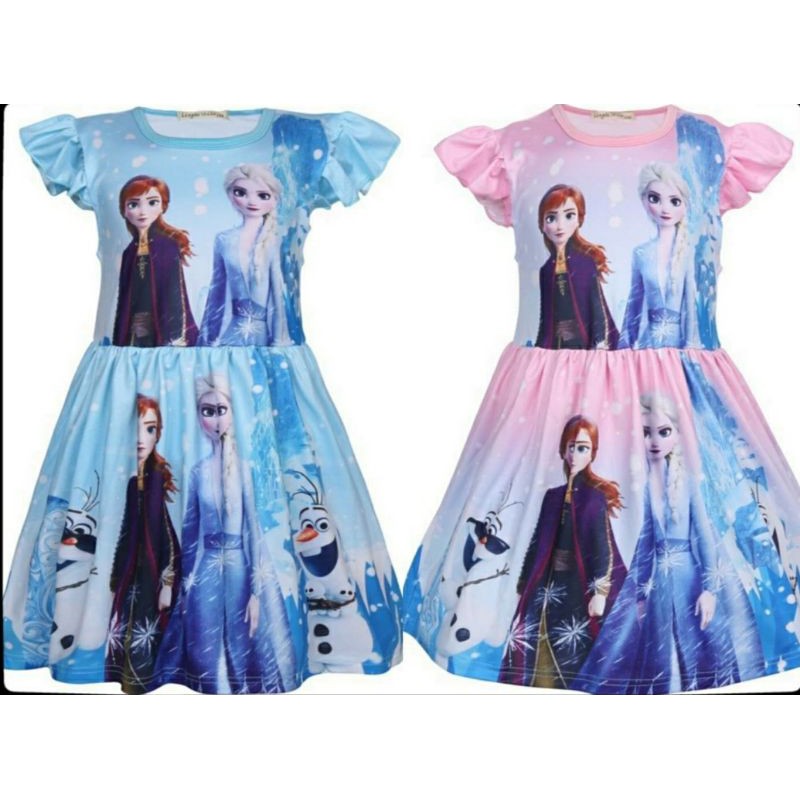 Frozen Princess Elsa and Anna Kids Girls dress casual wear | Shopee Malaysia