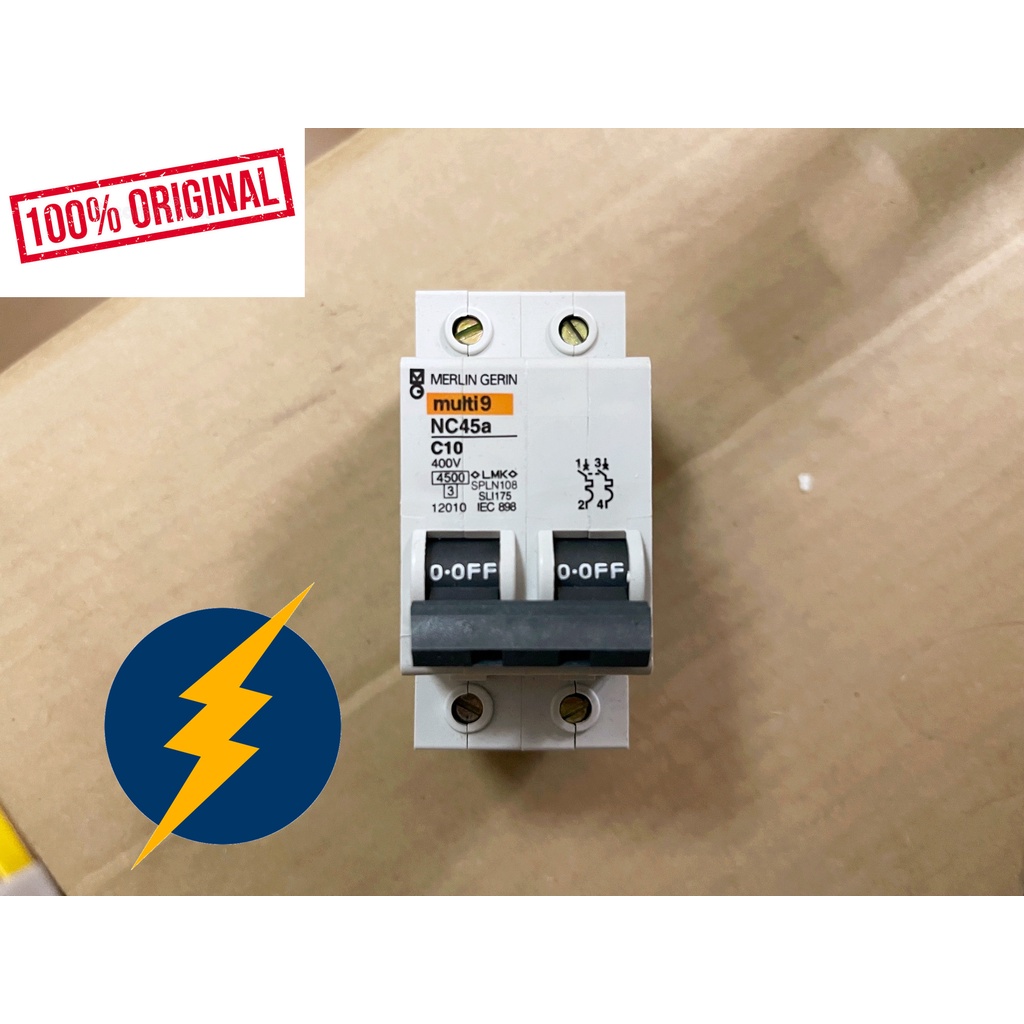 Merlin Gerin 12010 MCB - circuit breaker - NC45A - 2POLE - 10AMP - C ...