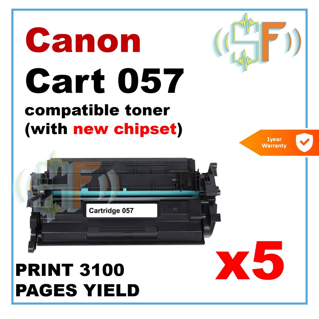 5units Canon 057 ( WITH CHIP ) HIGH YIELD Compatible Toner for LBP226dw ...