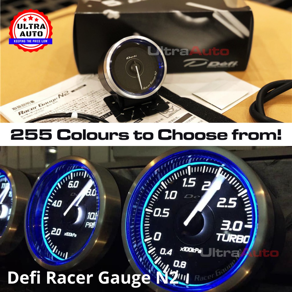 (Defi Racer Meter Gauge N2) 60MM Blue Ring 255 Colours Mechanical Meter