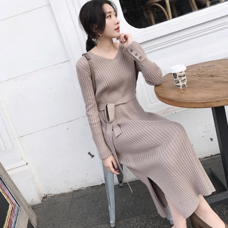 Korean knitted dress best sale