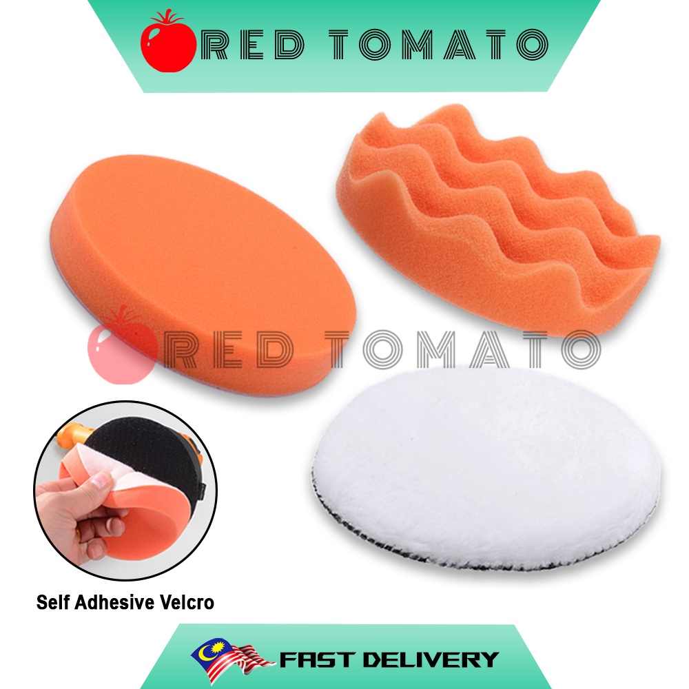 RED TOMATO 3Pcs Car Polishing Pad Waxing Pad Buffing Flat Wave Sponge