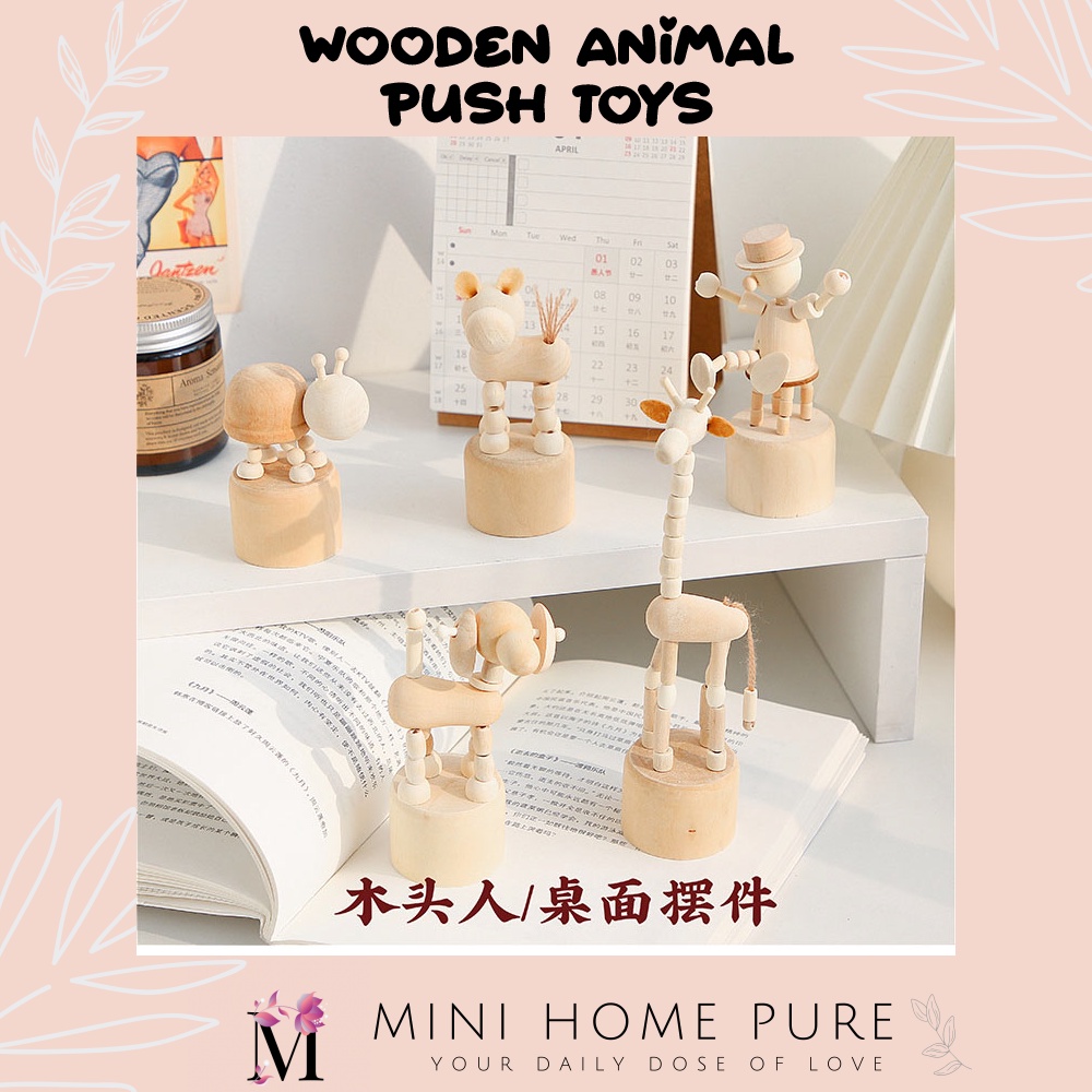 Wooden Toy Figurine Animal Doll Dancing Rocking Giraffe Clown Finger ...