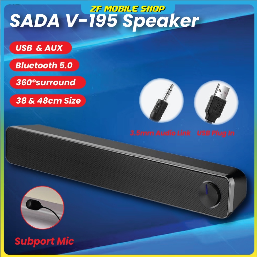 Sada V195 Wired Computer Speaker Desktop Soundbar Home Theater Audio