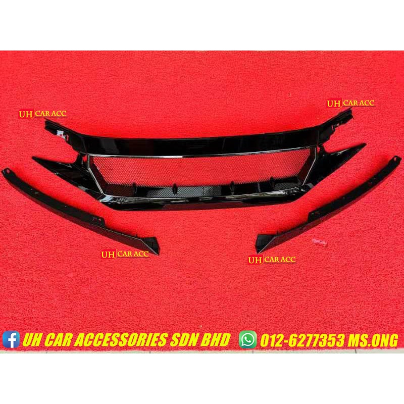 2016-2021 Honda Civic JDM Glossy Red ABS Front Grill Trim
