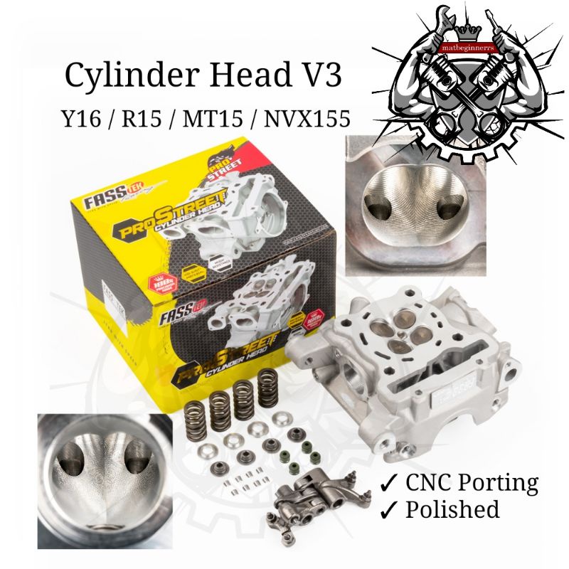 Racing Cylinder Head Yamaha Y16ZR MT15 NVX155 R15 V3 23/20 25/22 CNC Porting Fasstek racing