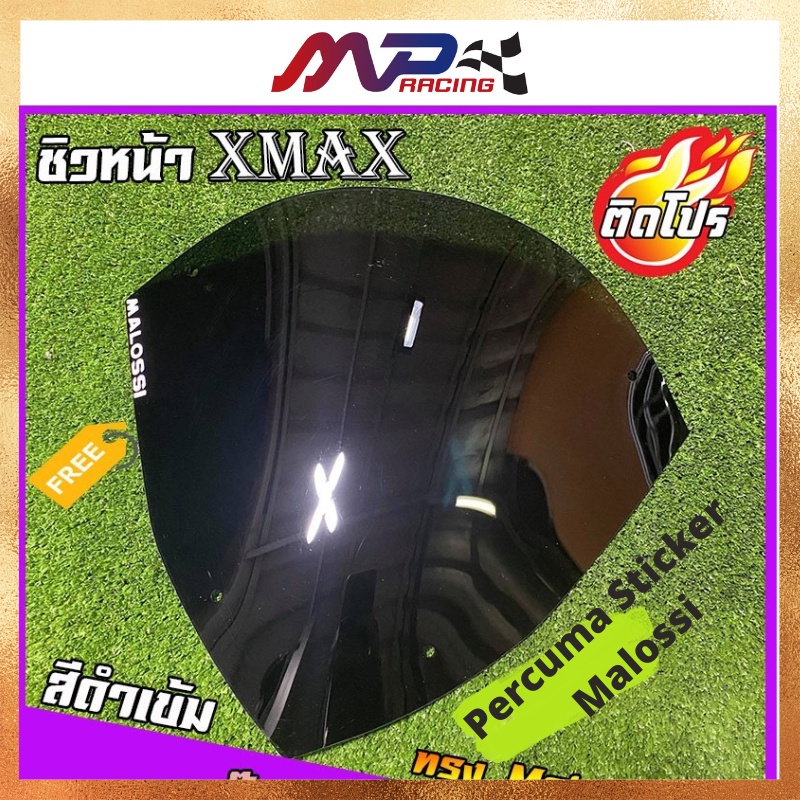 Xmax 250 V1 Malossi Windshield,Percuma Sticker Malossi, Hitam, Clear ...
