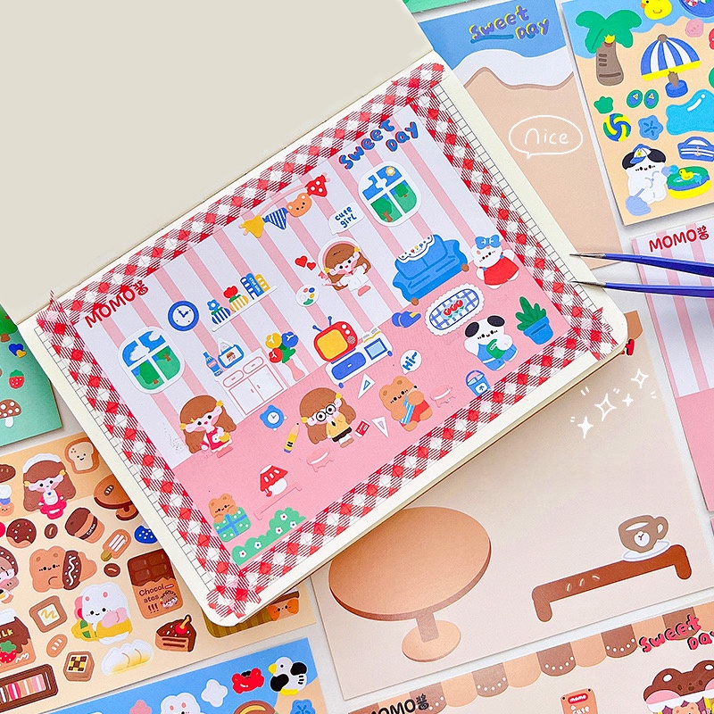 Creative Cartoon Scenes Series Stickers Student Handbook Deco DIY ...
