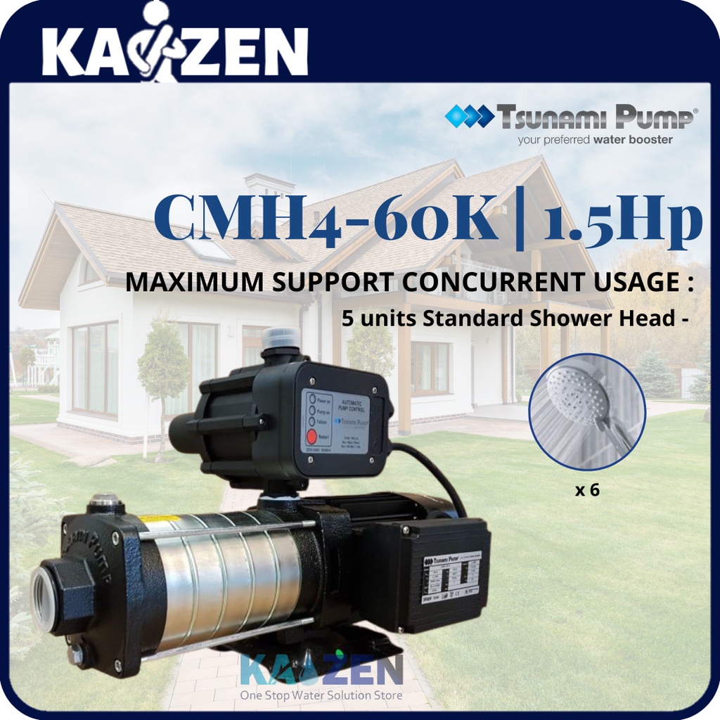 TSUNAMI PUMP CMH4-60K (1.5HP) Horizontal Multi Stage Automatic Water ...