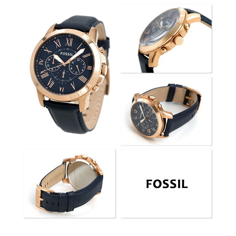OFFICIAL WARRANTY Fossil Men s FS4835IE Grant Chronograph Navy Leather Watch FS4835 2 Years International Warranty Shopee Malaysia