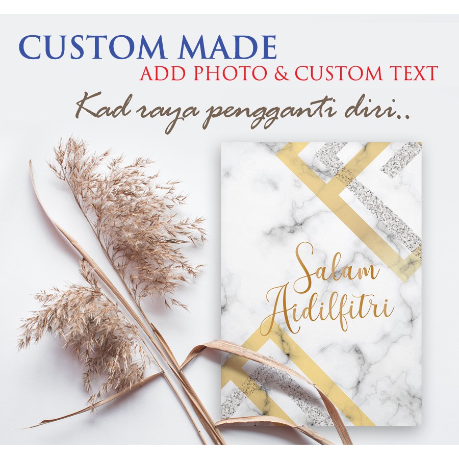 10pcs Kad Raya CUSTOM Made insert your content & photo Luxury Selamat ...