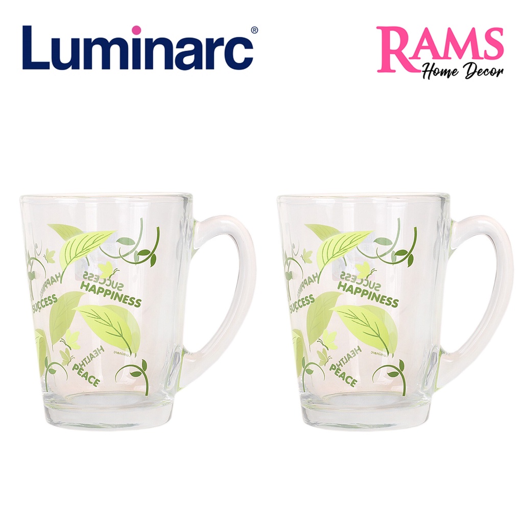 Luminarc 2 Pcs 320ML Decorated New Morning Mug / Coffee & Tea Mugs