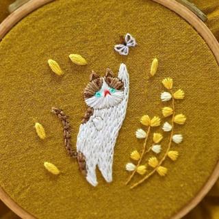 1PCS Cute Cat New French Embroidery Diy Beginner Handmade Basic