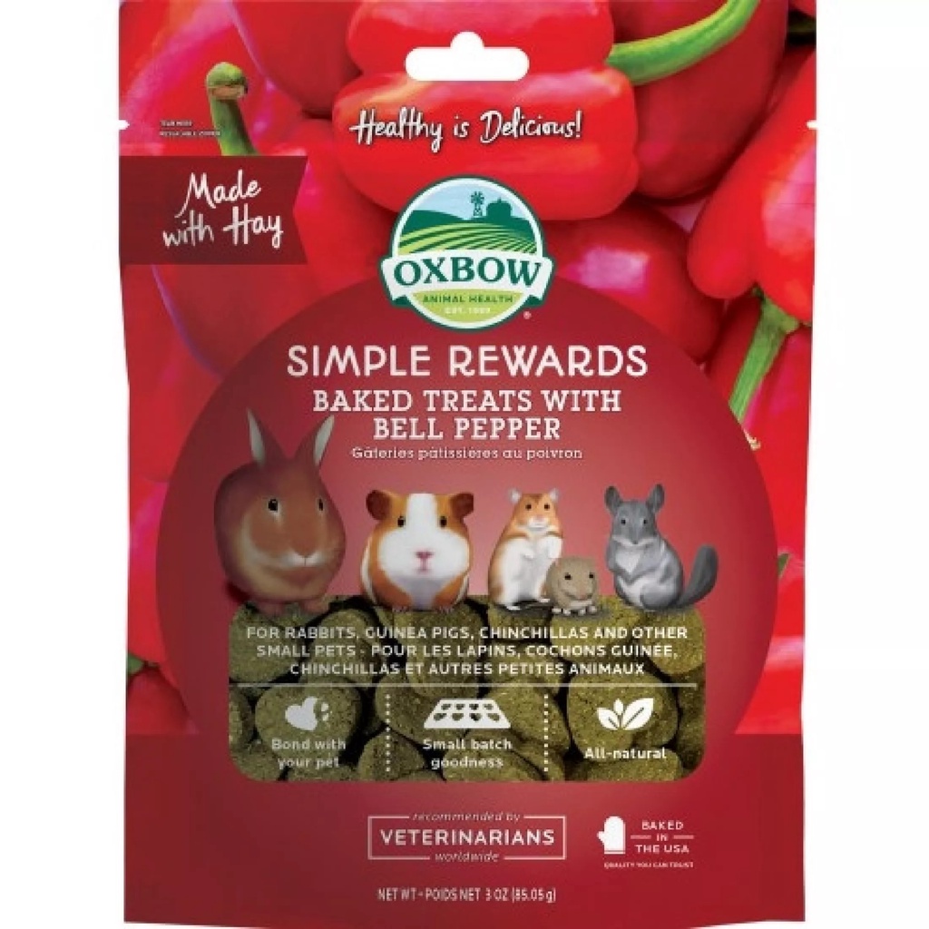 Oxbow Baked Treats with Bell Pepper Dried Pet Snacks Gatsby Rabbit Food