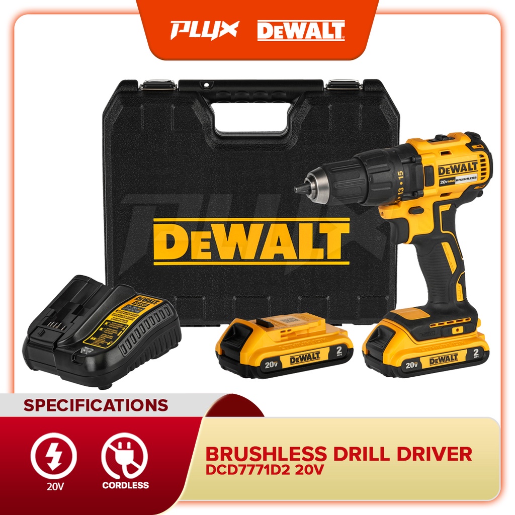 DEWALT DCD7771D2 20V 13mm Cordless Brushless Drill Driver With 2pcs ...