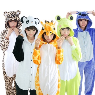 Flannel Cartoon Kigurumi Cat Pajama Set Adult Women Animal Hooded Onesie  Halloween Christmas Cosplay Onepiece Warm