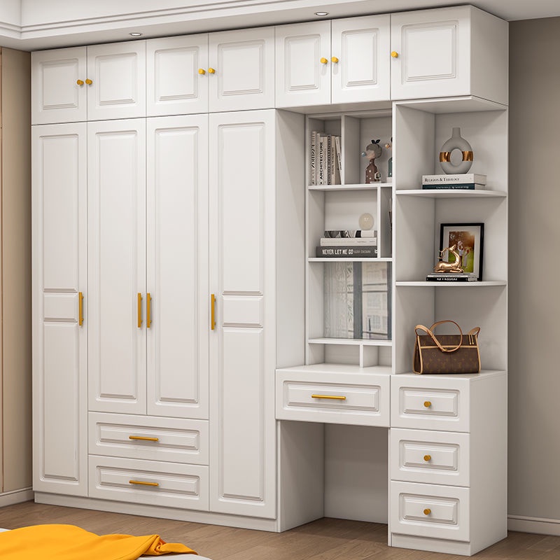 Solid wood modern minimalist wardrobe home bedroom rental room small ...