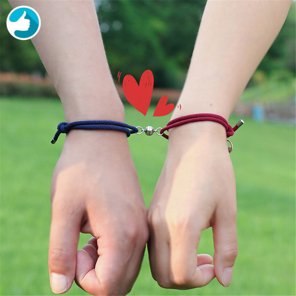 Attract Couples Bracelets Best Friend Bracelet Men Bracelet Red Black Rope Weaving Magnet 0376