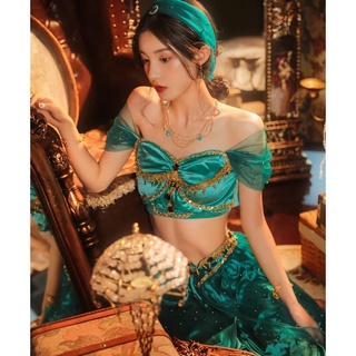 Sexy Jasmine Aladdin Princess Disfraz de Mujer Adulto Arabian Belly Dancer  Cosplay